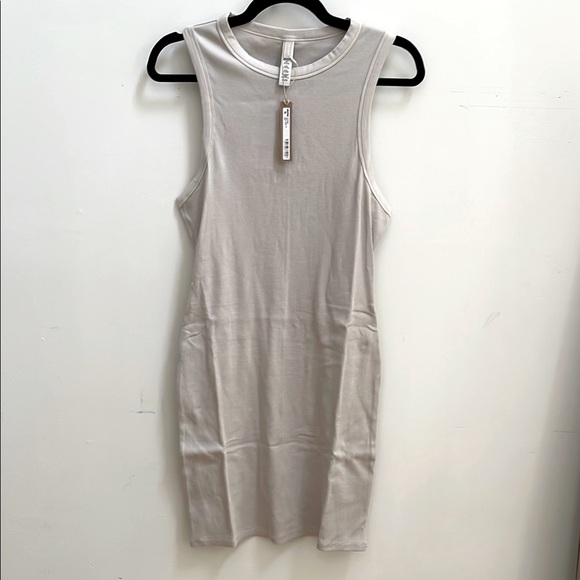 SKIMS Stretch Cotton Rib Tank Dress - STONE - size Large - Picture 4 of 14